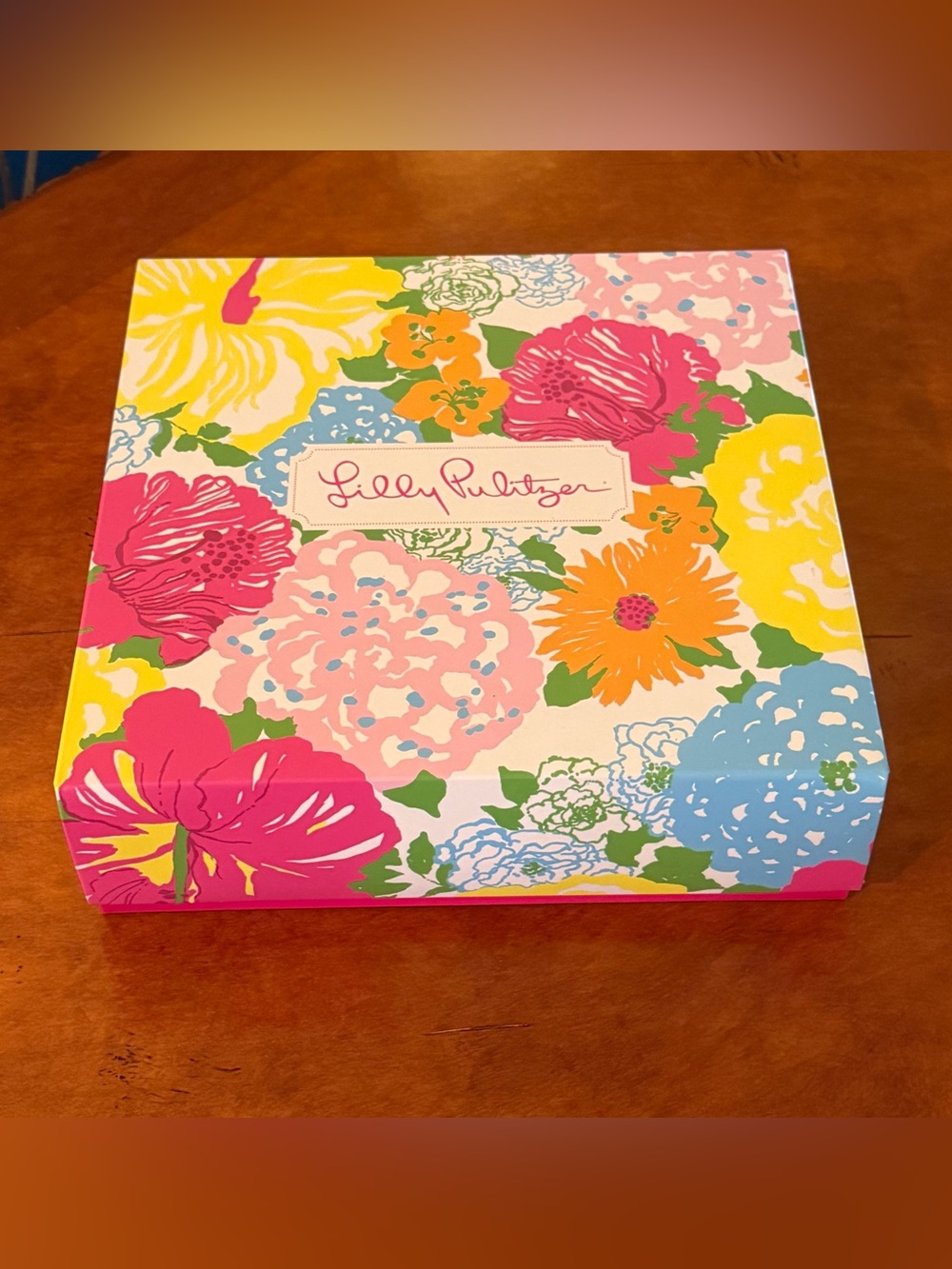 Lilly Pulitzer Floral Gift Box - Vibrant Tropical Print 10" x 10" x 3"